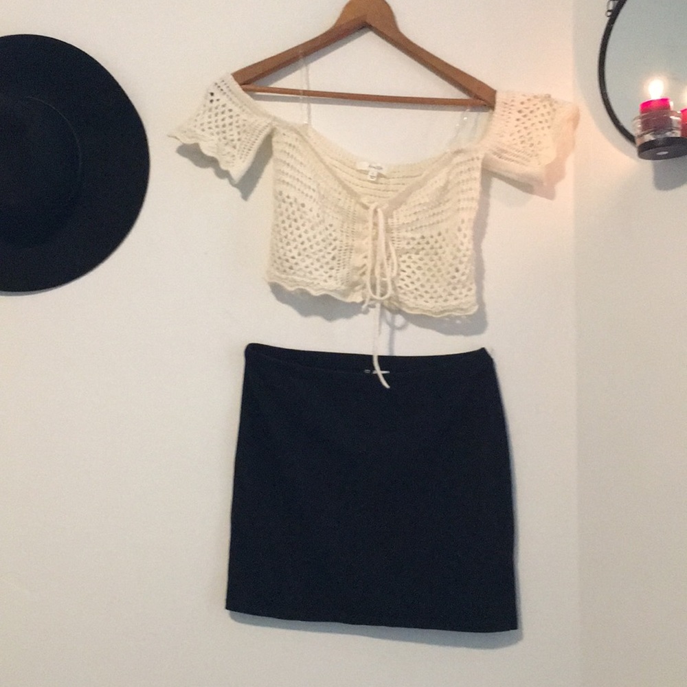 Crochet top & pencil skirt